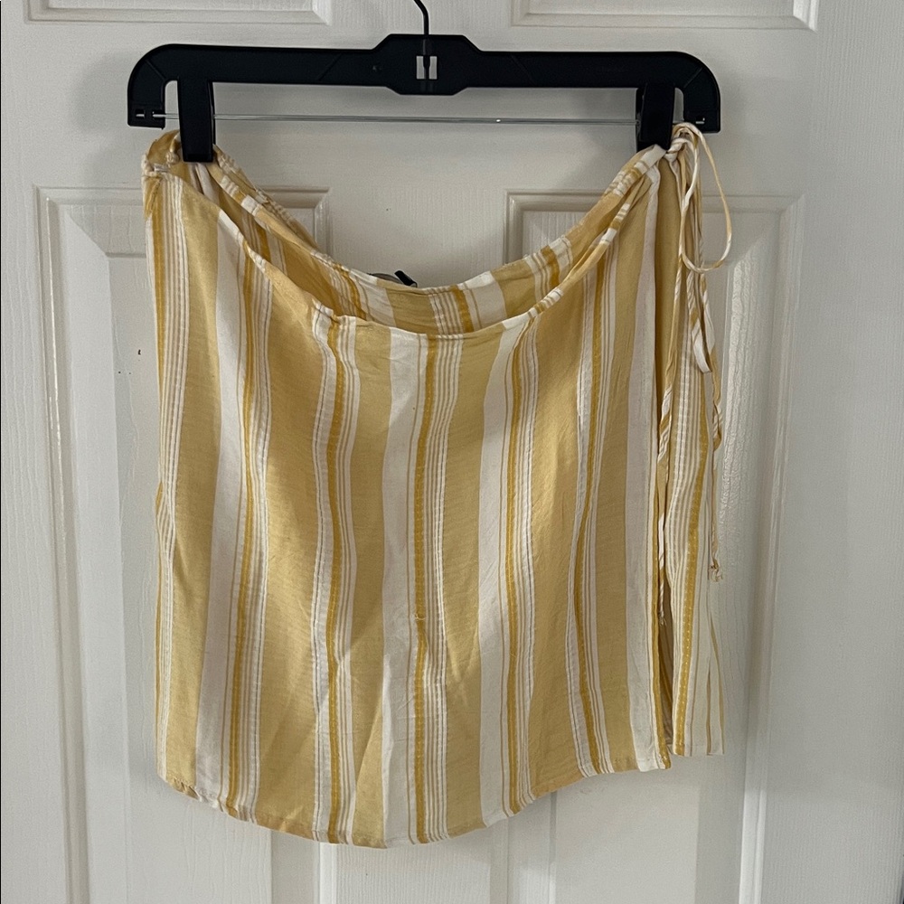 Kendall & Kylie Yellow and White Striped Mini Skirt